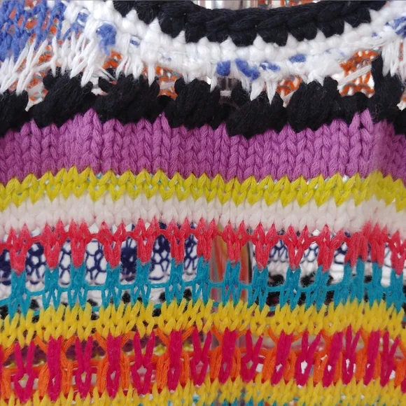 Trina Turk Crochet Sleeveless Tank Sweater Vest Sz S Textured Multicolor Stripes - Picture 8 of 12